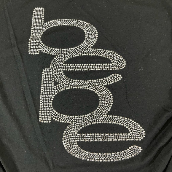 Vintage Y2K Bebe Womens Sleeveless Black Rhinestones Top Cute size Small USA - Picture 3 of 4